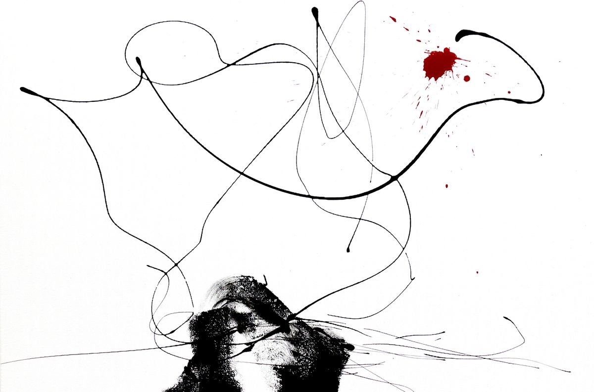 Expressive Abstract Acrylic Painting By Newel Hunter, 36 X 24", End Of The Line, Original Artwork