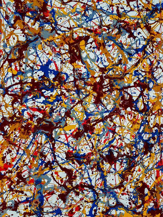 Ruza N-22 (H)80x(W)60x(D)3.5 cm. Jackson Pollock Style Abstract Painting