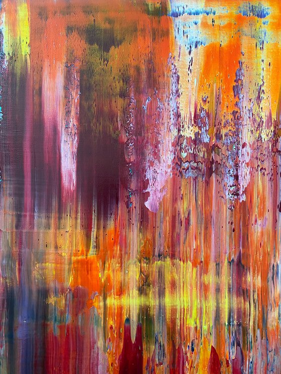 "Melting Point" - Save As A Series - Original Large PMS Abstract Quadriptych Oil Paintings On Canvas - 64" x 20"