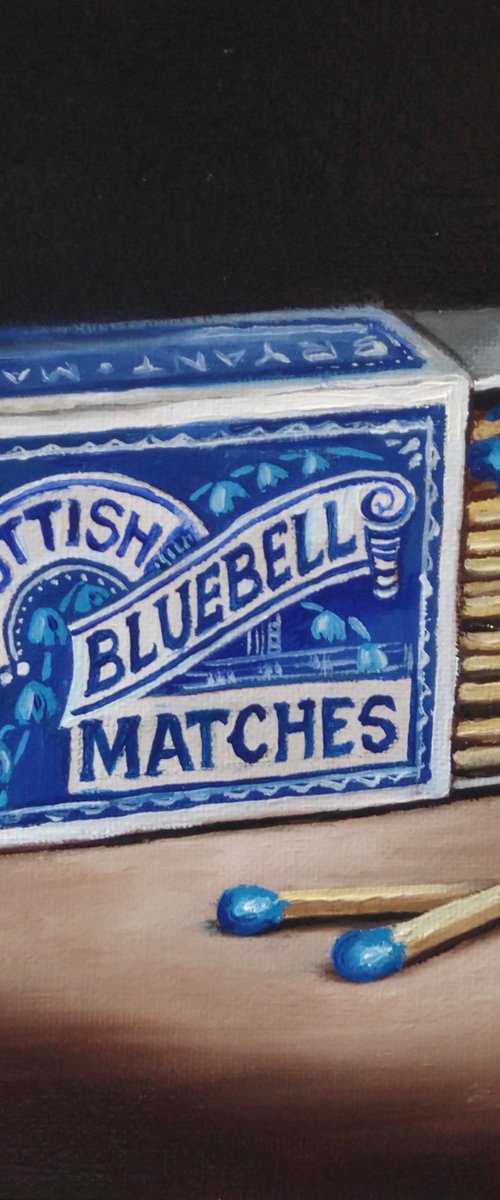 Scottish Bluebell Matches  still life by Jane Palmer Art