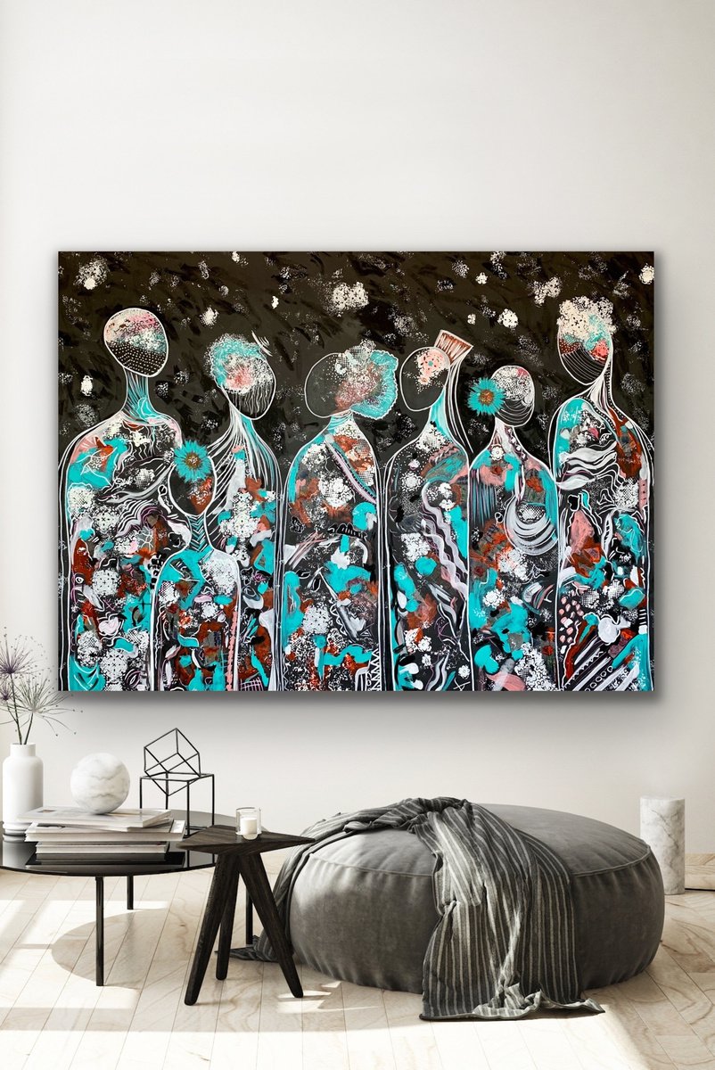 Organic Abstract Acrylic Painting By Veronica Vilsan, 79 X 59", 79