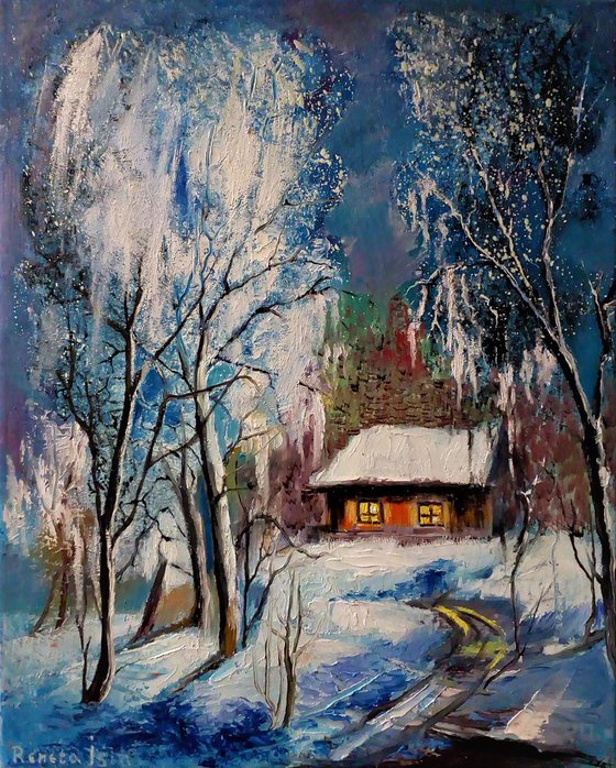 " winter landscape " - 40 x 50cm Original Oil Painting Christmas Gift