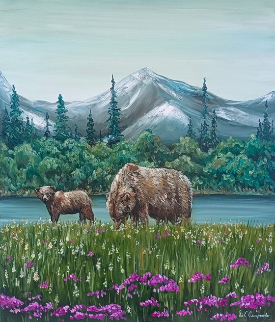 Landscape with bears