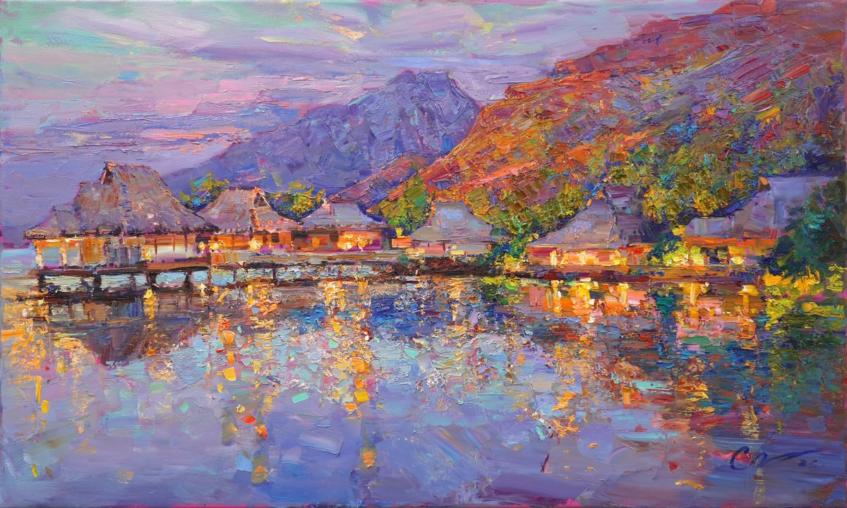 Evening In Boro Boro By Serhii Cherniakovskyi, 39 X 24, Artwork For Sale On Artfinder
