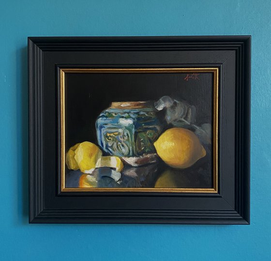 Turquoise pot & Lemons.