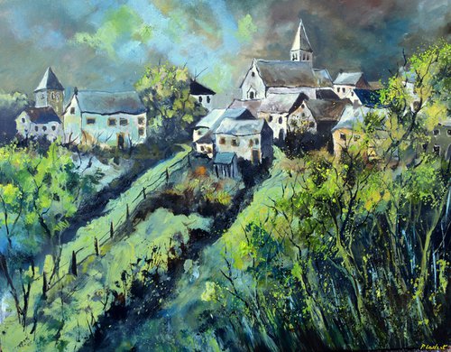 A village in my countryside   in spring - 97 by Pol Henry Ledent
