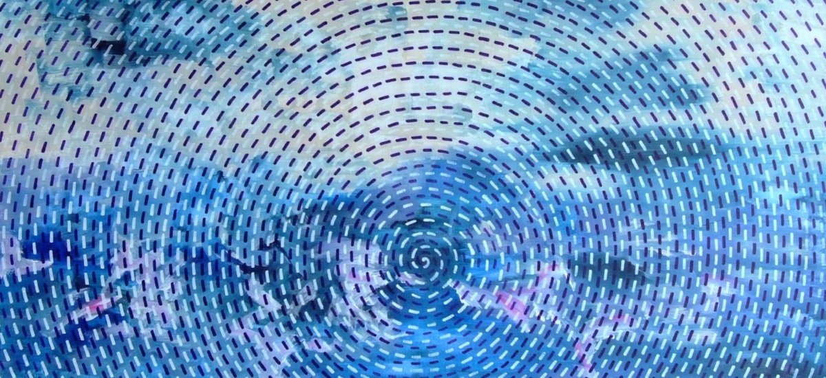 Abstract Acrylic Painting By Marina Krylova, 35 X 16", Quiet Sky, Original Artwork