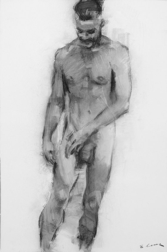 Charcoal drawing on paper "Athlet"