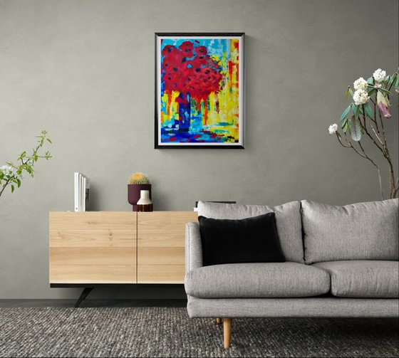 Crimson Bouquet in Blue
