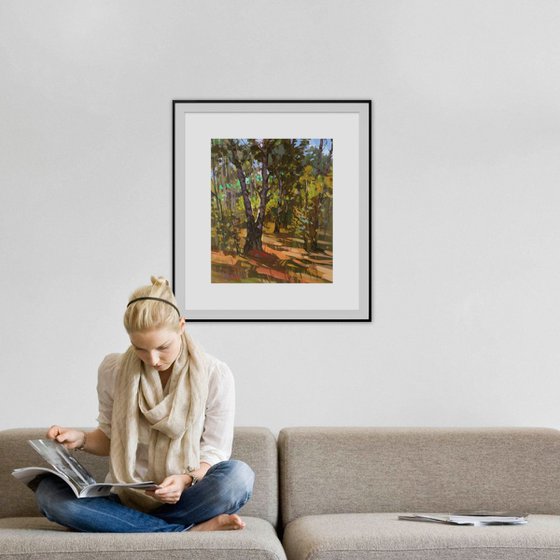 birches, original painting 50x60cm