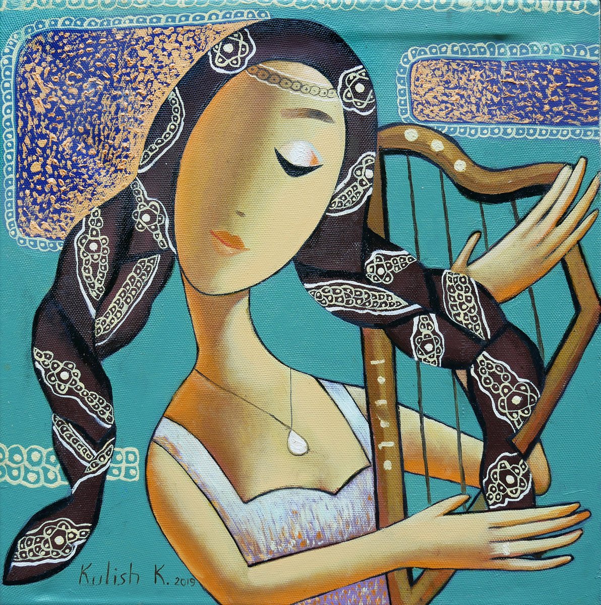 Naive Oil Painting , In Captivity Of The Beautiful By Kate Kulish, 20 X 20, Artwork For Sale On Artfinder