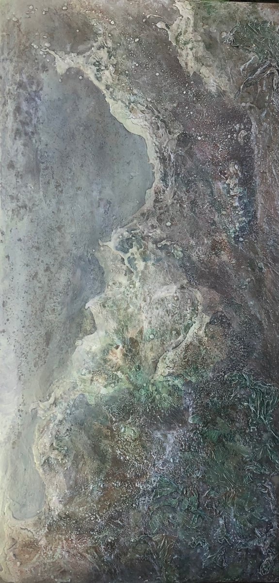 Abstract Painting By Tamara Bettencourt, 24 X 48", Under The Sea, Original Artwork