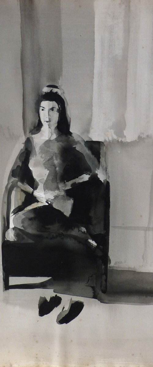 Elizabeth, ink on paper 76x56 cm by Frederic Belaubre