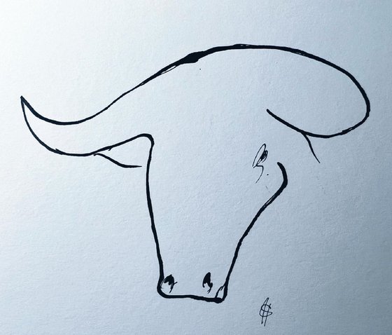 Bull Head In Ink