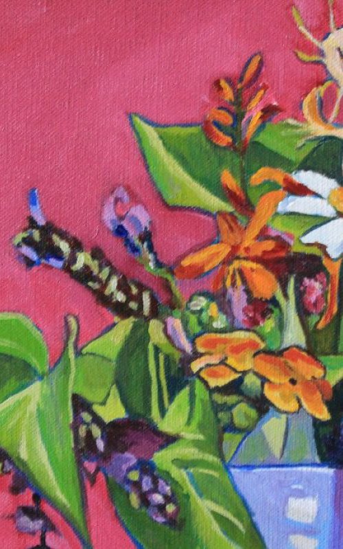 Flowers against a Deep Pink by Emma Cownie