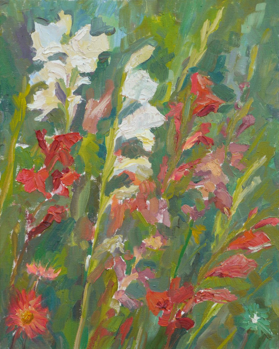 Impressionistic Botanical Oil Painting By Elena Lykhodid, 16 X 20, Summer Colors, Original Artwork
