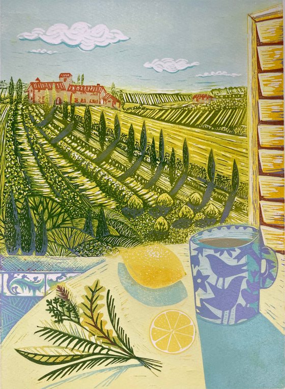 Morning Tea with a Tuscan View (Lavender)