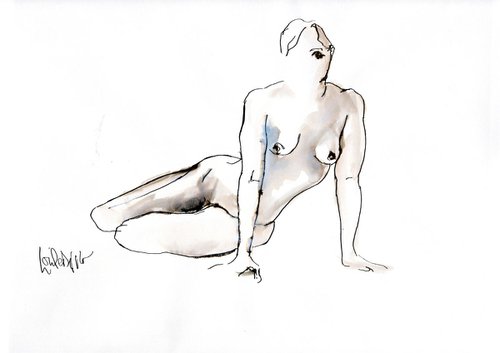 Nude - leaning pose by Louise Diggle