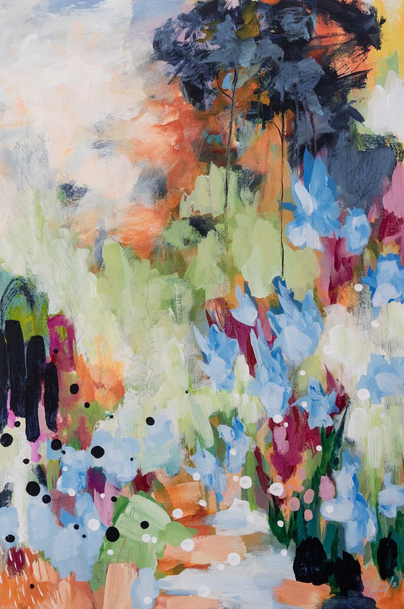 Abstract Landscape Acrylic Painting By Chantal Proulx, 20 X 30, Symphonie Printaniere, Original Artwork