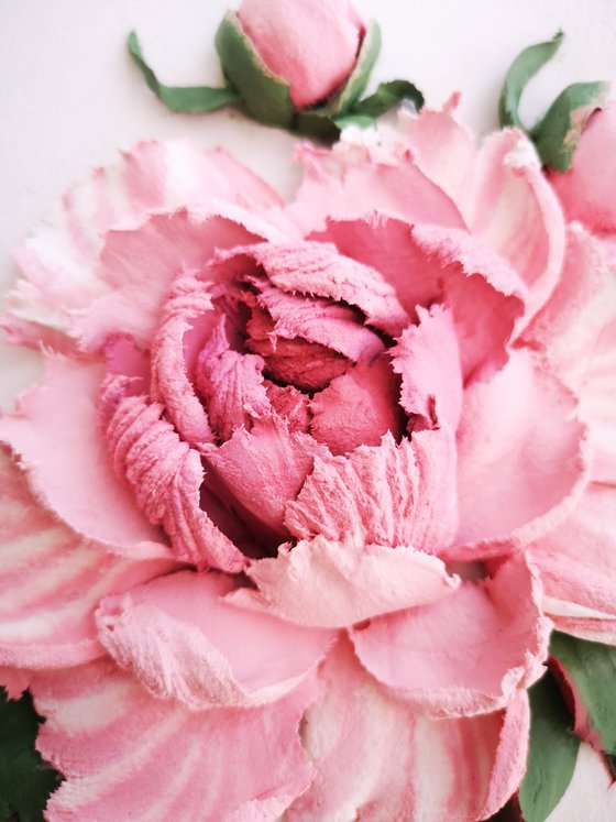 Pink Peony - 3d painting, 20x20x5 cm depts