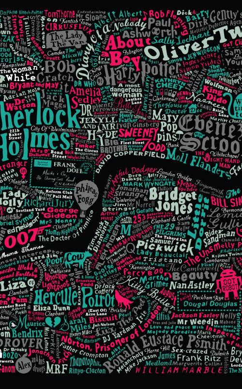 LITERARY LONDON MAP (Red&Green) by Dex