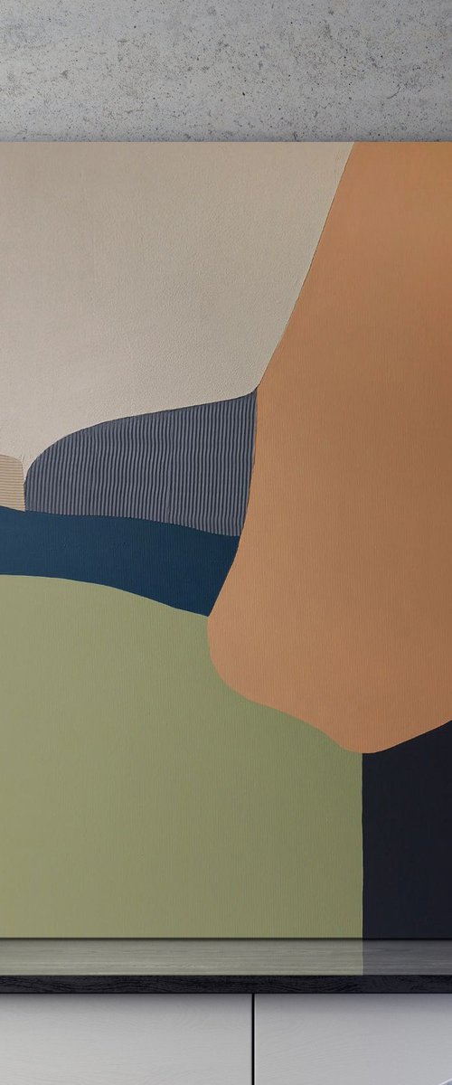 "Slope 2" Coral green acrylic abstract by Alex Zy