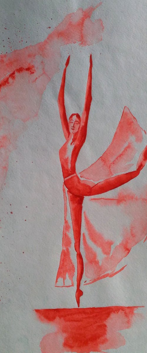 Ballet Original Watercolor Art by Halyna Kirichenko