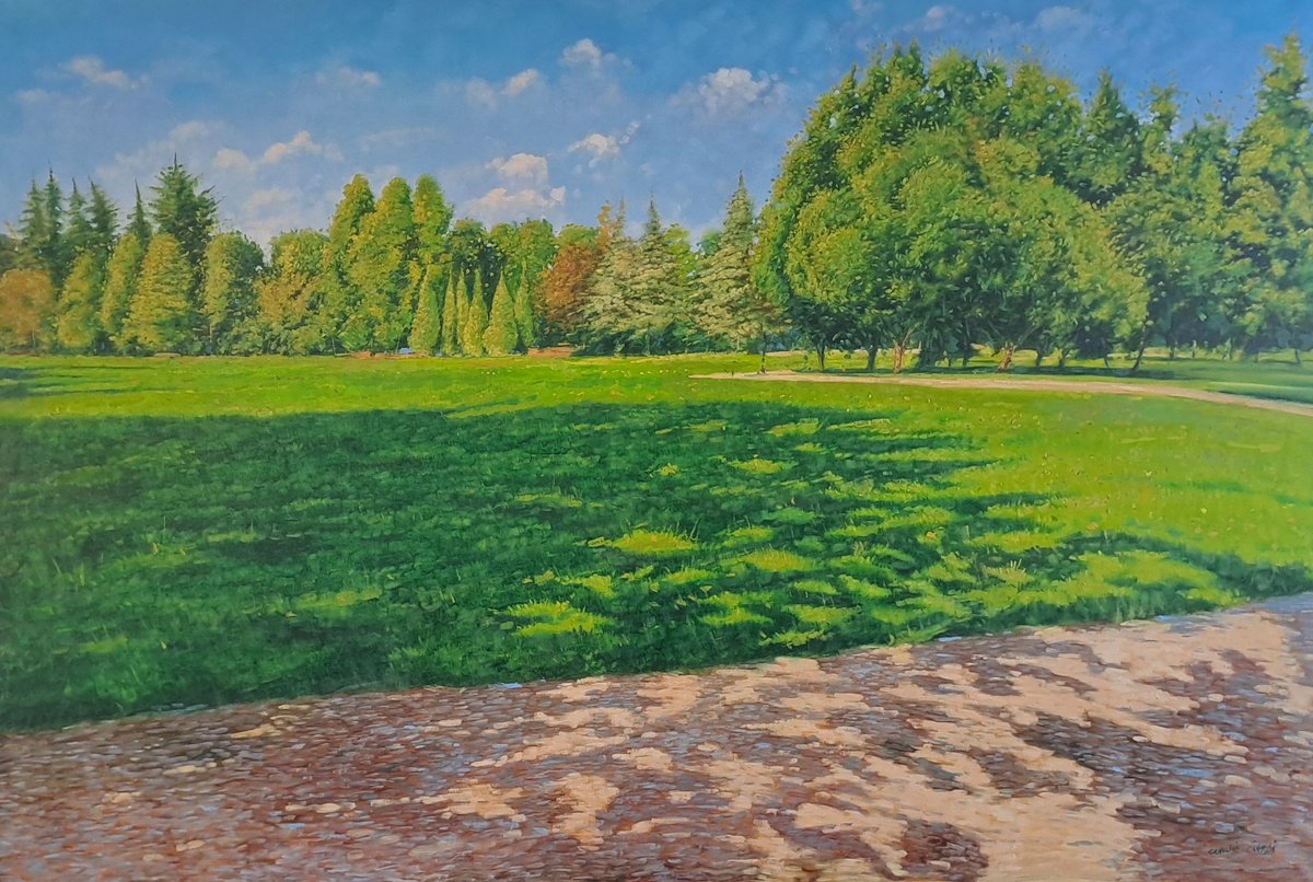 Impressionistic Landscape Oil Painting By Claudio Ciardi, 71 X 47, Landscape In Spring, Original Artwork