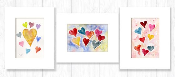 Valentine Heart Collection 6 - 3 Heart Paintings