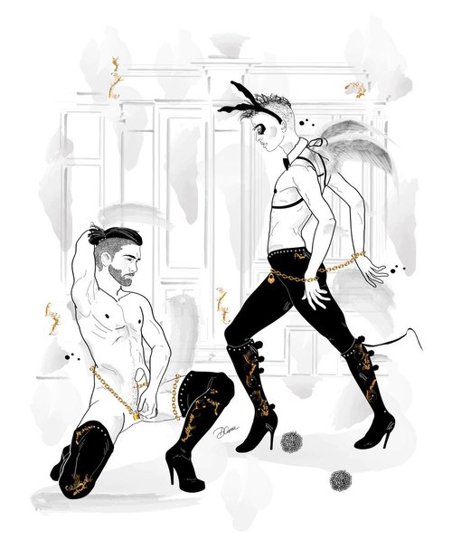 Aaron and Nicholas - gay art - gay - gay love - male nude - bdsm - bondage - sex - erotic by Artemisia