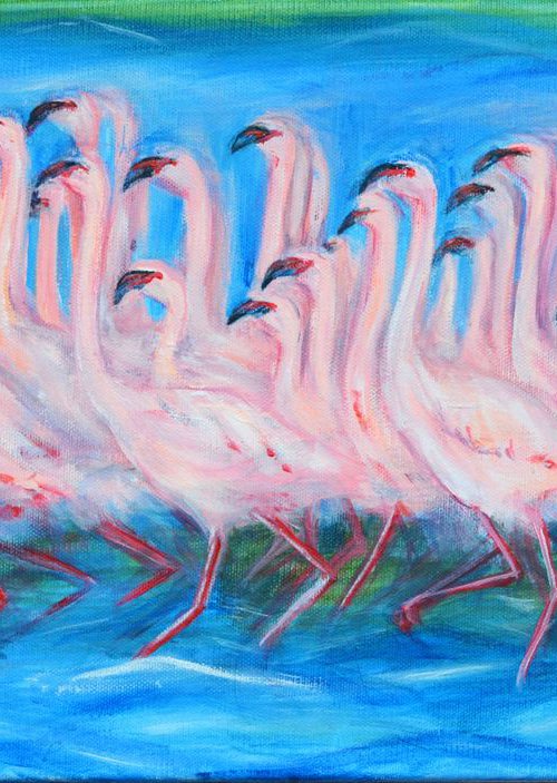 Flamingoes Dancing by Jacqueline Talbot