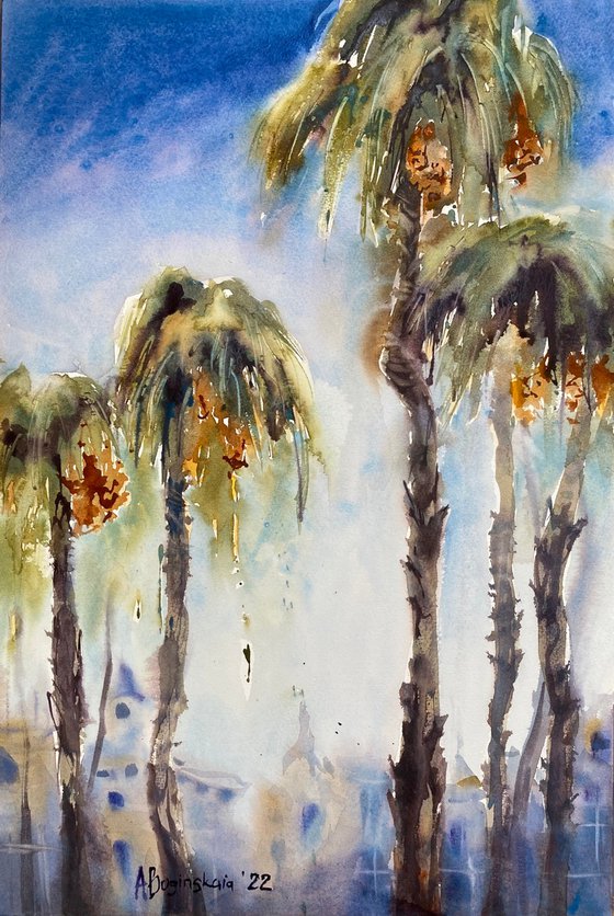 Palm trees - original watercolor