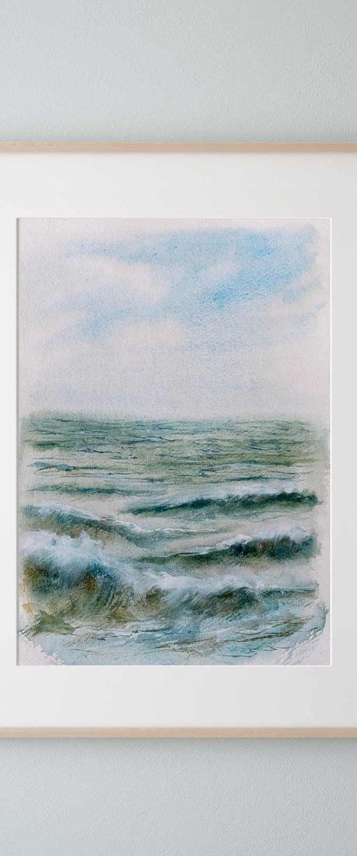 "Ocean Diary from September 6th, 2019" mixed-media painting by Eve Devore