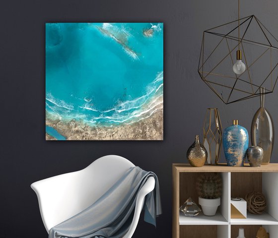 White Sand Beach - Aerial Ocean Painting