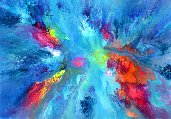 40X30'' FREE SHIPPING - Perfect Harmony XX - Large Ready to Hang Abstract Painting - XXXL Huge Colourful Modern Abstract Big Painting, Large Colorful Painting - Ready to Hang, Hotel and Restaurant Wall Decoration