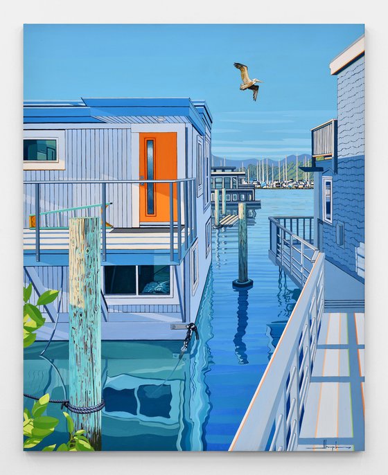 Houseboats with Pelican