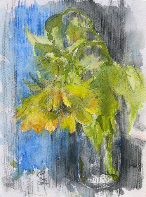 Still life with sunflower. by Tatyana Tokareva