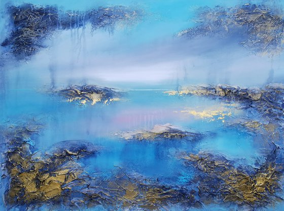 A large original modern abstract structured mixed media painting "Calmness" from "Tenderness" Series