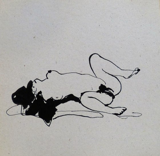 Erotic drawing 18, ink on paper 24x24 cm