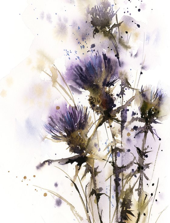 Purple Thistle Flowers