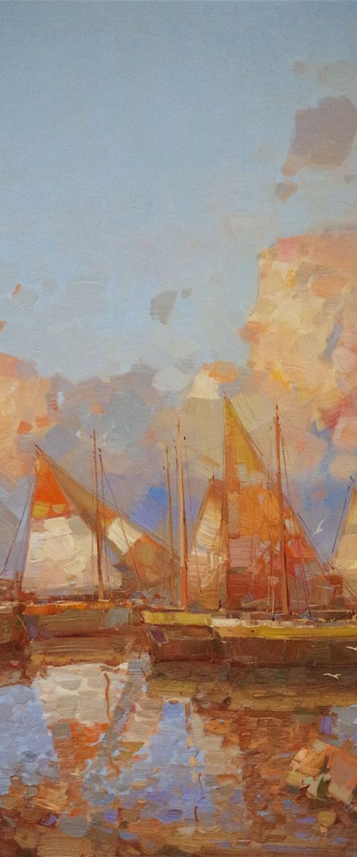 Sailing Boats Original oil painting  Handmade artwork One of a kind Large Size by Vahe Yeremyan