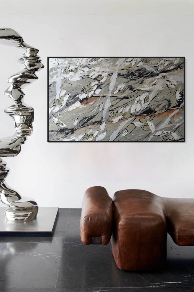 Impressionistic Botanical Acrylic Painting By Tetiana Hutsul, 61 X 37", Going Through The Motions, Original Artwork