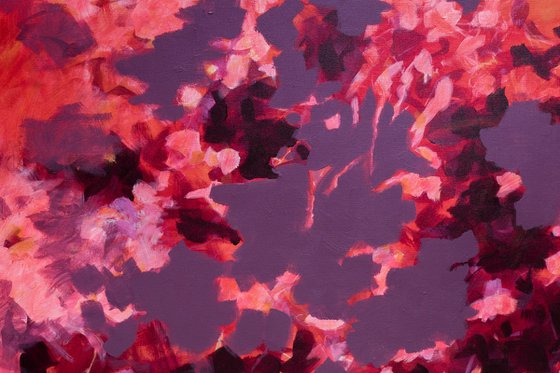 Violet, pink and red floral abstraction, impressionism inspired UNSTRETCHED