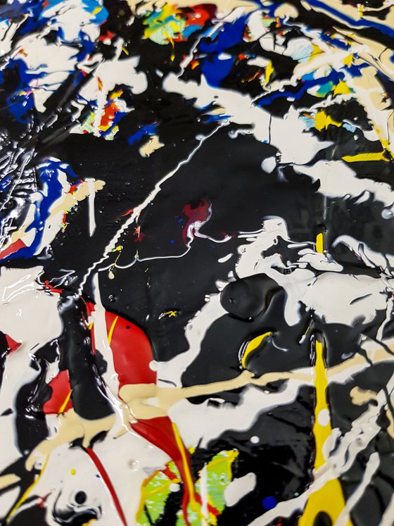 Tendaro N-7 (H)132x(W)132 cm. Similar to a Jackson Pollock