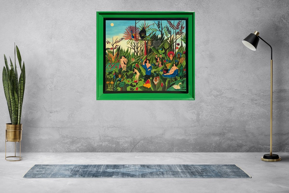 Naive Landscape Oil Painting By Jg Wilson, 39 X 35, After Eden, Original Artwork