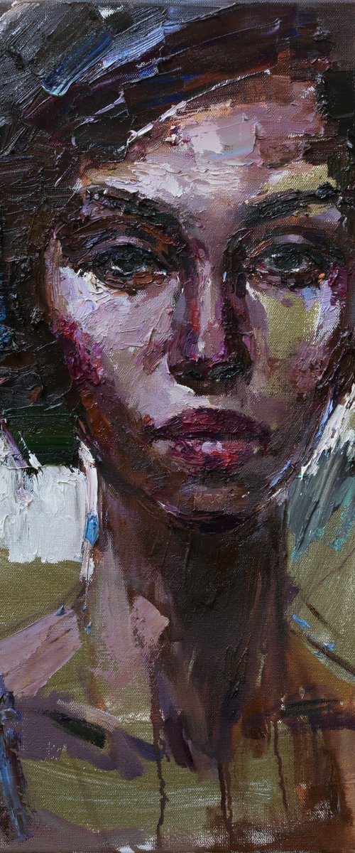 Abstract girl portrait with gold by Anastasiia Valiulina
