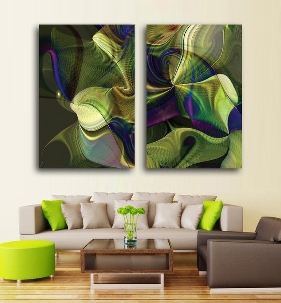 Kelps/XL large diptych set of 2 panels