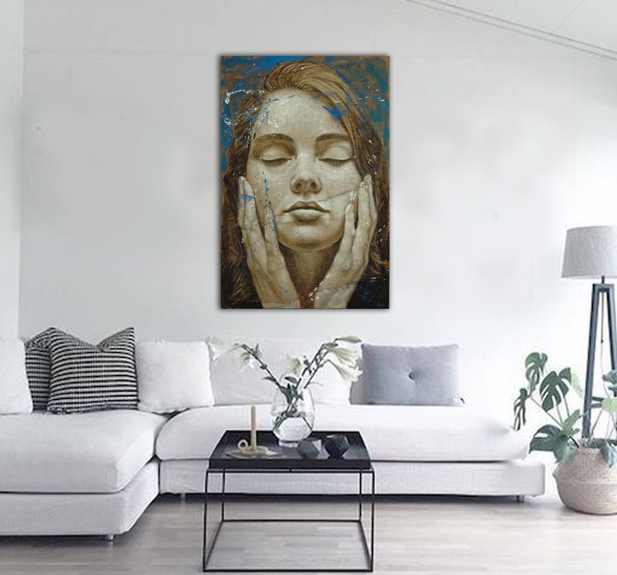 Expressive Portrait Acrylic Painting By Rumen Spasov, 31 X 47", "Why?", Original Artwork