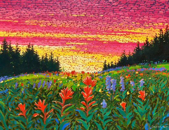Sunset in mountains
