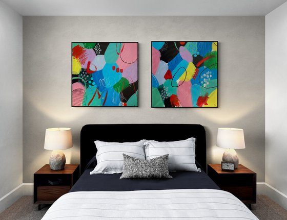 Abstract Colors Harmony Diptych